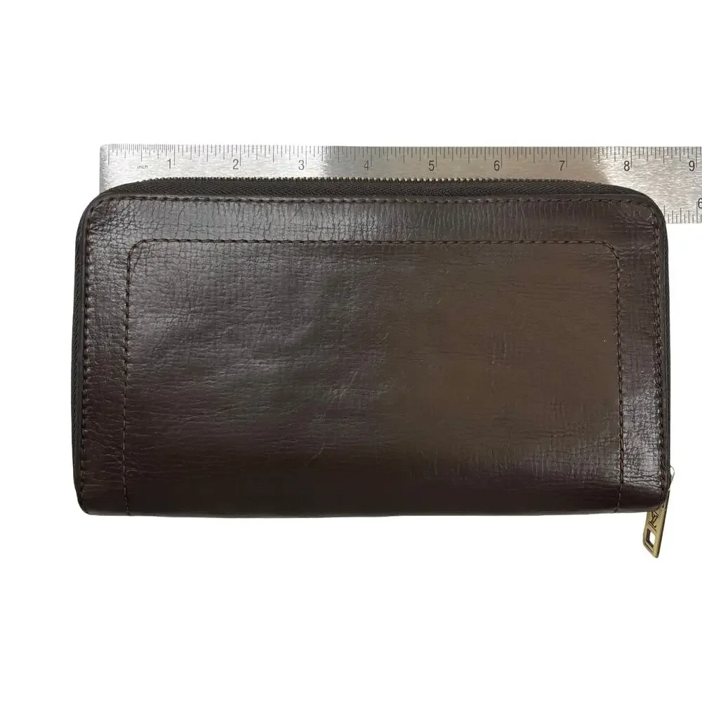 Louis Vuitton Utah Zippy Organizer Brown Leather Wallet Zip Around LV Unisex